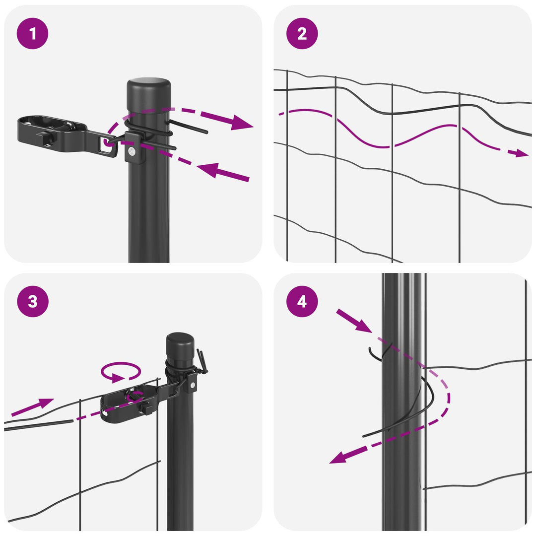 Welded Wire Fence med 13 Stolper Grå 1.4x50 m Stål