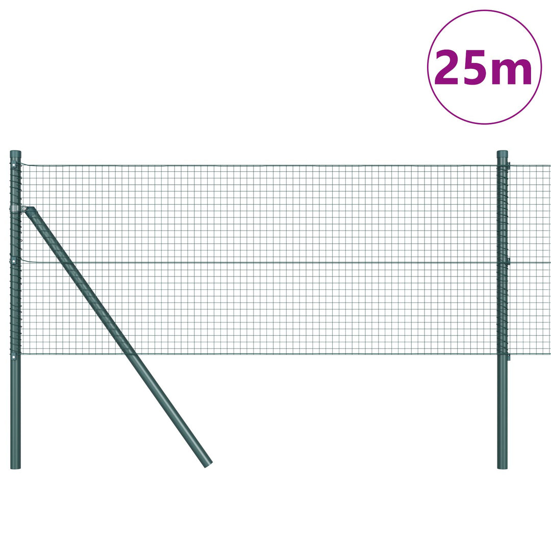 Grøn PVC-belagte hegnsstolpesæt Sæt af 2 25 x 0.5 m Holdbar