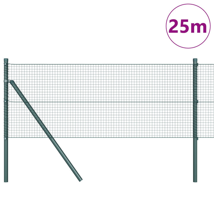 Grøn PVC-belagte hegnsstolpesæt Sæt af 2 25 x 0.5 m Holdbar