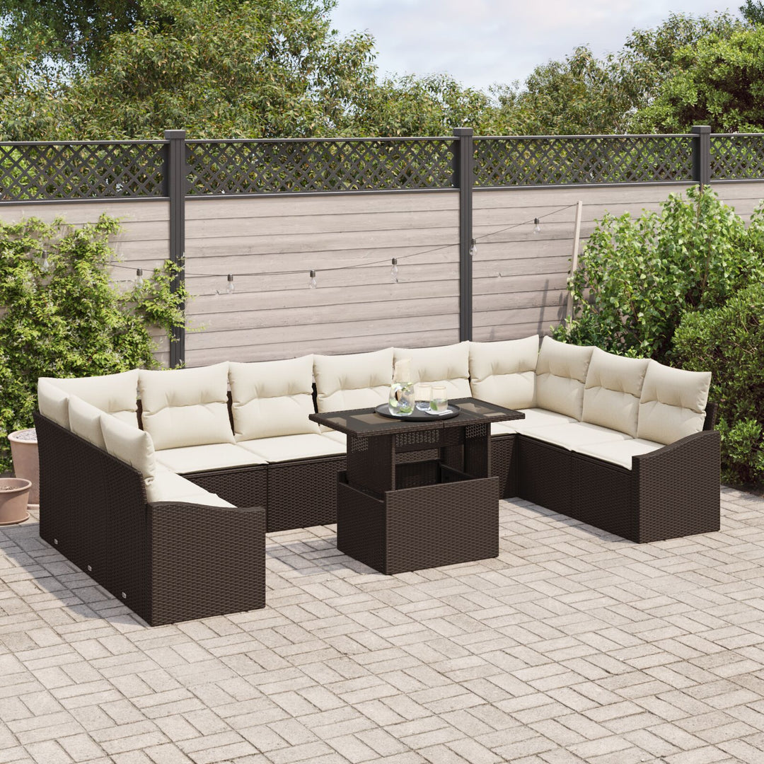 Have Sofa Sæt 11-delt Beige Rattan Have Sofa Sæt Rektangulær
