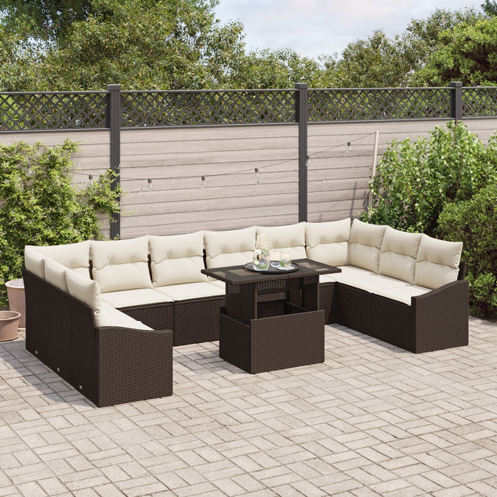 Have Sofa Sæt 11-delt Beige Rattan Have Sofa Sæt Rektangulær