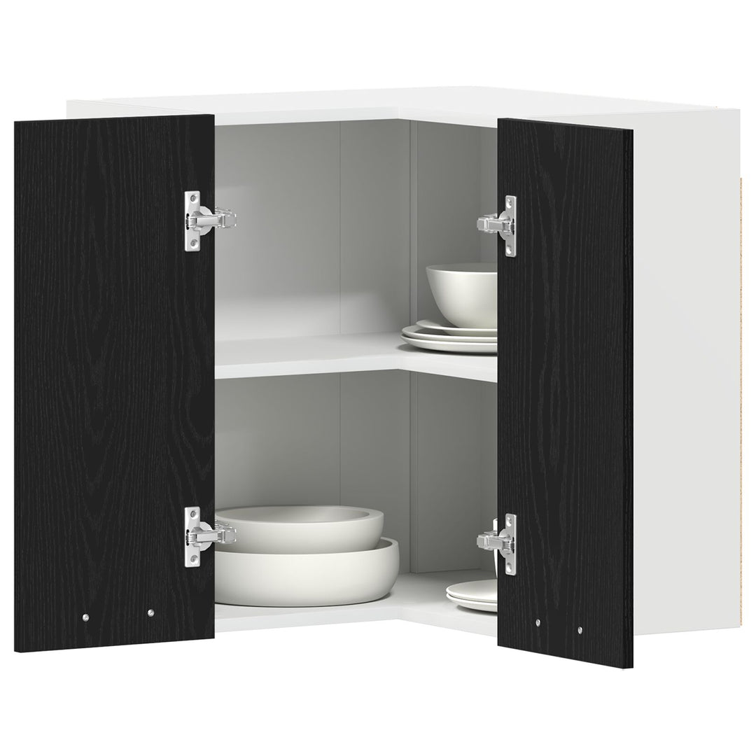 Hængende Hjørneskab - Sort Eg - 57x57x60 cm - Fremstillet af Konstrueret Træ