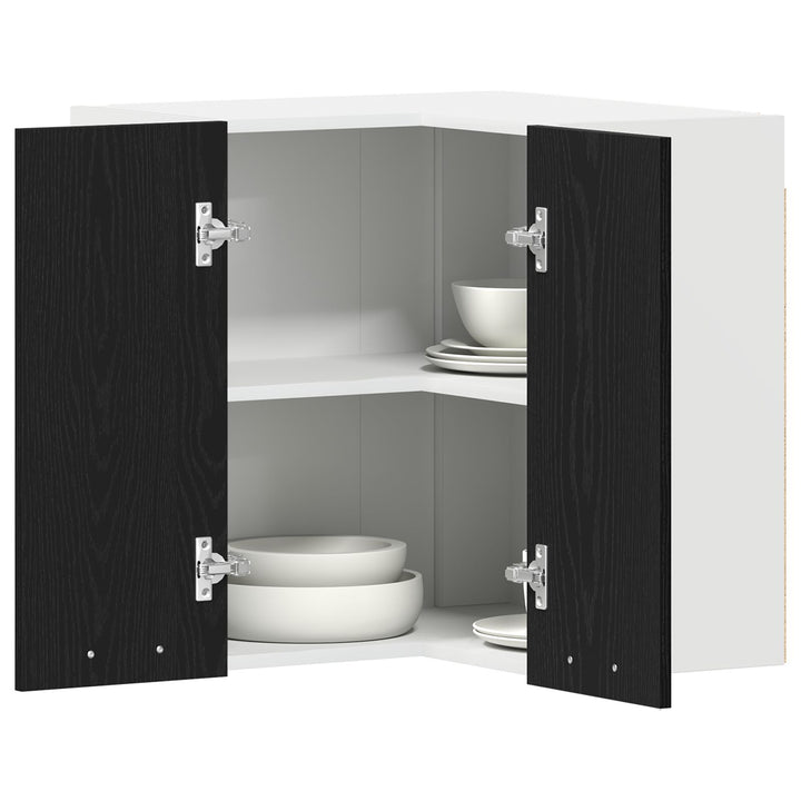 Hængende Hjørneskab - Sort Eg - 57x57x60 cm - Fremstillet af Konstrueret Træ