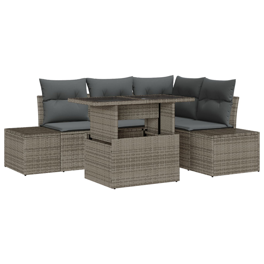 Have Sofa Sæt Sæt af 5 Grå Rattan, Polyester Have Sofa Sæt