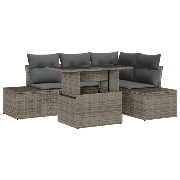 Have Sofa Sæt Sæt af 5 Grå Rattan, Polyester Have Sofa Sæt