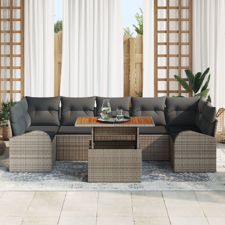 Havens Sofa Sæt Sæt af 8 Grå, Brun Rattan, Polyester, Glas
