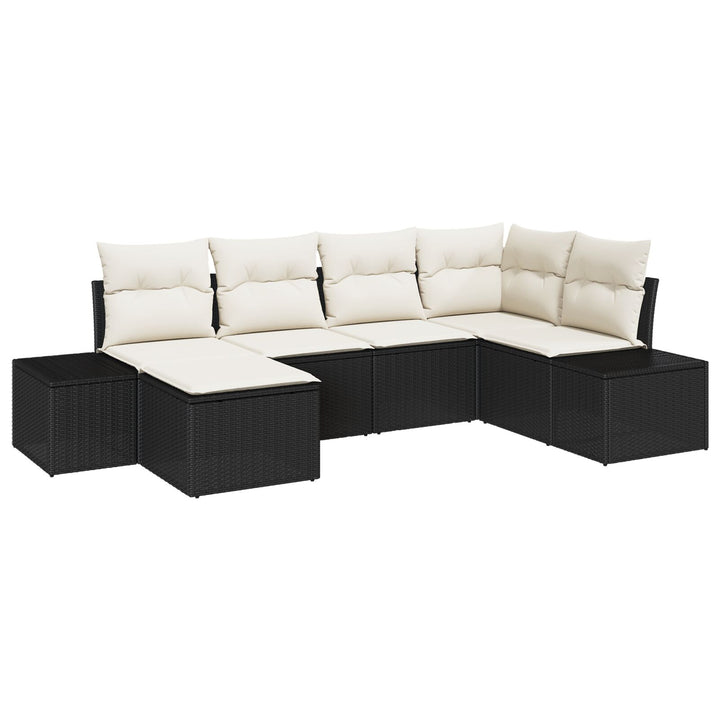 Have Sofa Sæt Sæt af 6 Sort og hvid Rattan med stofpuder Stor