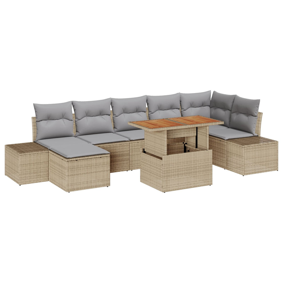 havensofa sæt Sæt af 8 Beige, grå Flet, metalramme, polyesterpude