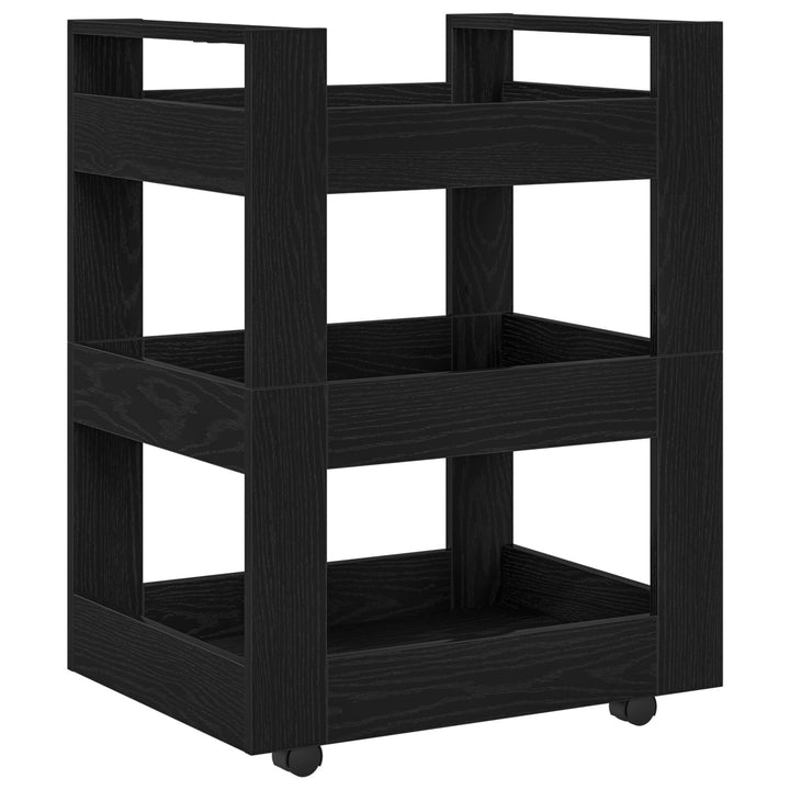 Køkkentrolley Sort Egetræ 60x45x80 cm Konstrueret Træ