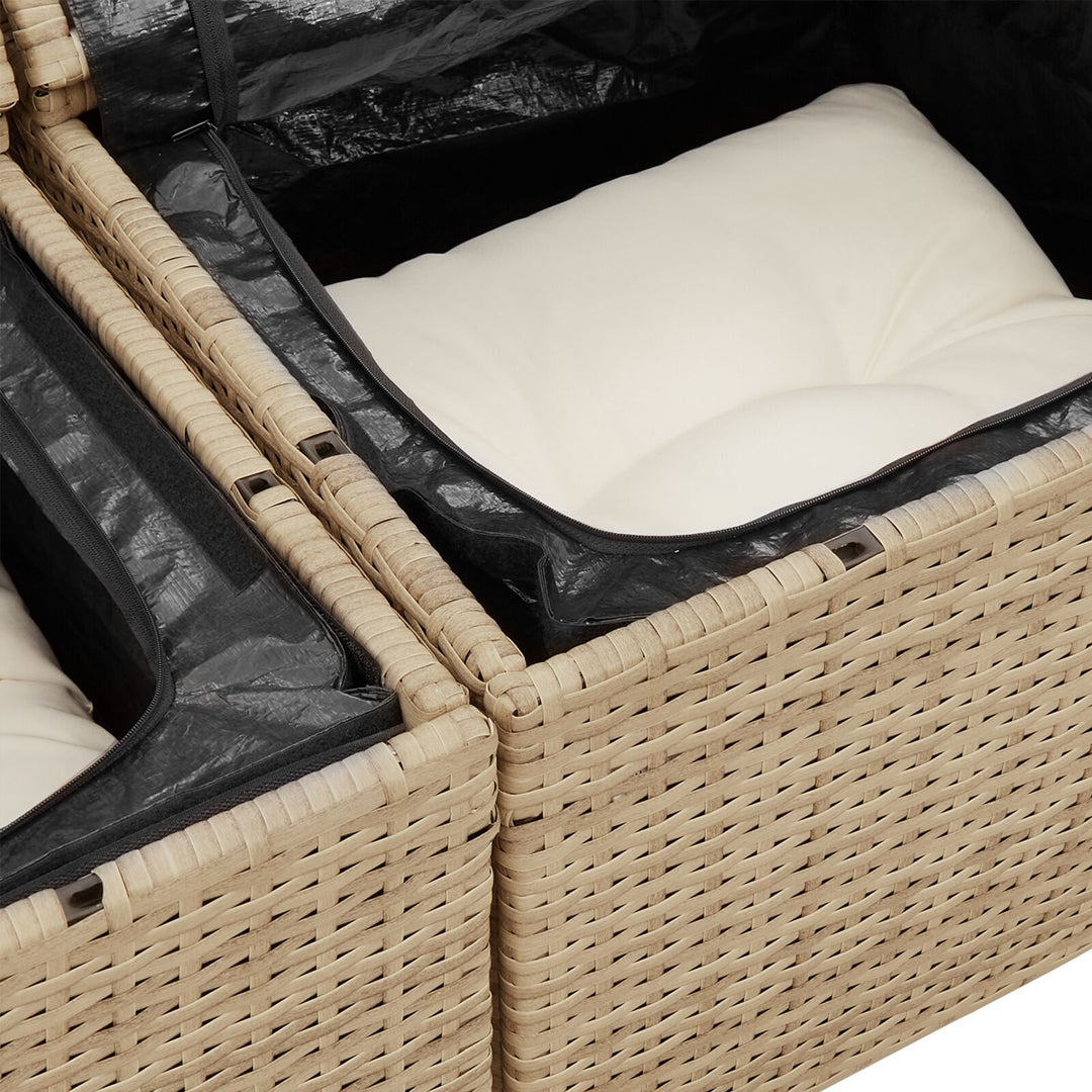 Have Sofa Sæt Sæt med 7 Beige Rattan, Polyester Have Sofa Sæt