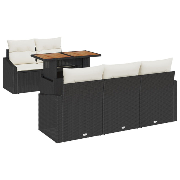 Havemøbel sæt Sæt af 6 Sort Rattan, Polyester, Tempered Glass