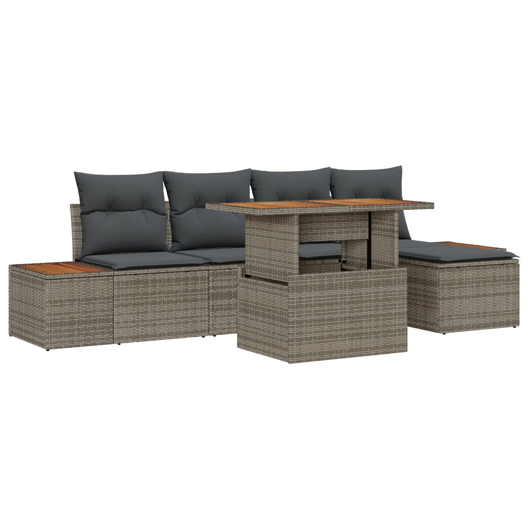 Have Sofa Sæt 6-dele Grå Rattan, Stålramme, Polyester