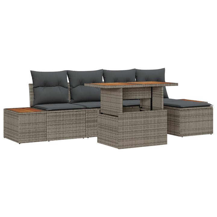 Have Sofa Sæt 6-dele Grå Rattan, Stålramme, Polyester