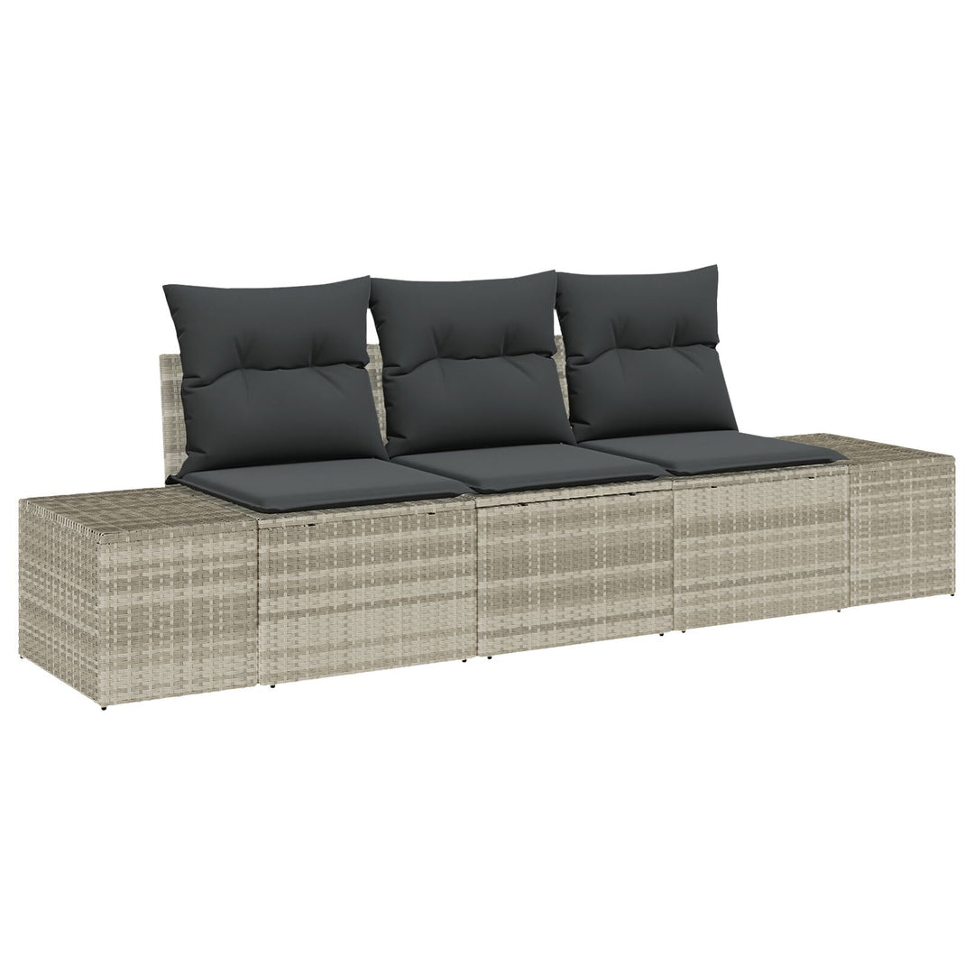 3 Deles Have Sofa Sæt med Puder Lysegrå Poly Rattan