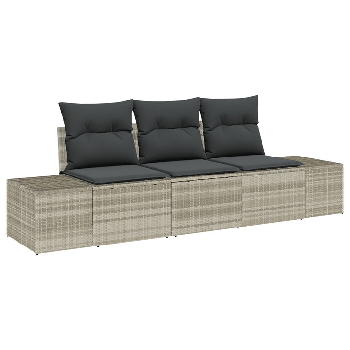 3 Deles Have Sofa Sæt med Puder Lysegrå Poly Rattan