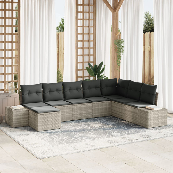 Have Sofa Sæt 8 Dele Lysegrå Rattan, Polyester puder