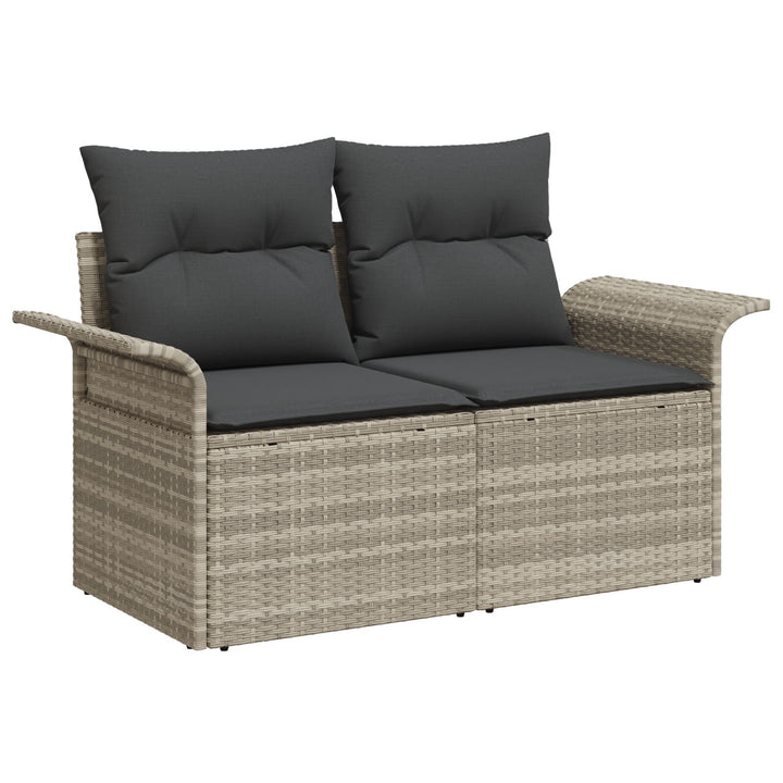 10 Stykker Have Sofa Sæt med Puder Lys Grå Poly Rattan