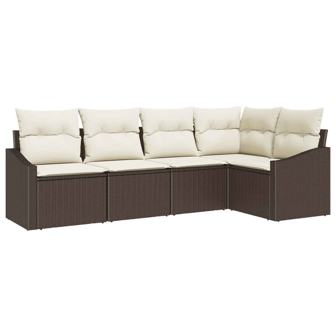 Havestol Sæt Sæt af 5 Brun, Creme Rattan, Polyester Havestol Sæt