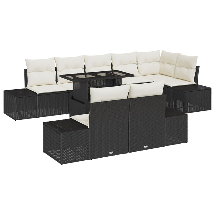 Have Sofa Sæt 9 Delers Sort og creme Rattan, metal, polyesterhynder