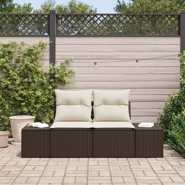 2-personers have sofa med opbevaring og puder Brun Poly Rattan