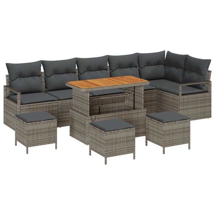 10 Stykker Havesofa Sæt med Puder Grå Poly Rattan Akacia, vidaXL 2-personers Havesofa med Opbevaring & Puder Grå Poly Rattan, vidaXL 4 Stykker Havedining Sæt med Puder Grå Poly Rattan Akacia