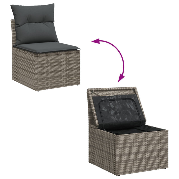 Havemøbel Sæt Sæt af 6 Grå Rattan Udendørs Sofa Rektangulær