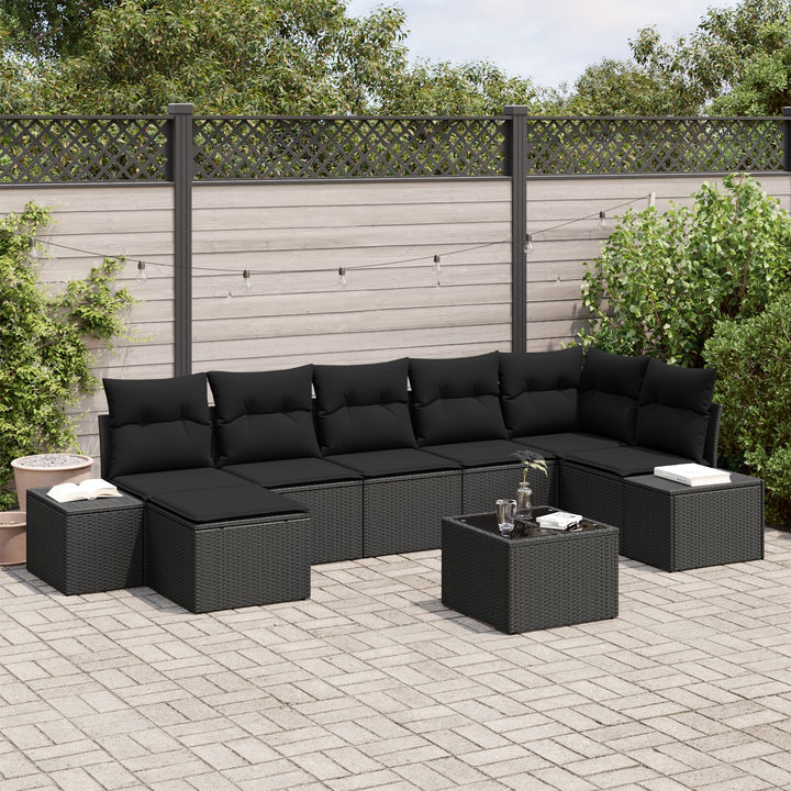 Have Sofa Sæt 8 dele Sort Rattan, Polyester, Stål