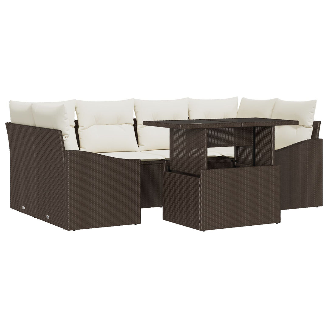 Have Sofa Sæt 7 Styk Brun Rattan Have Sofa Sæt Rektangulær