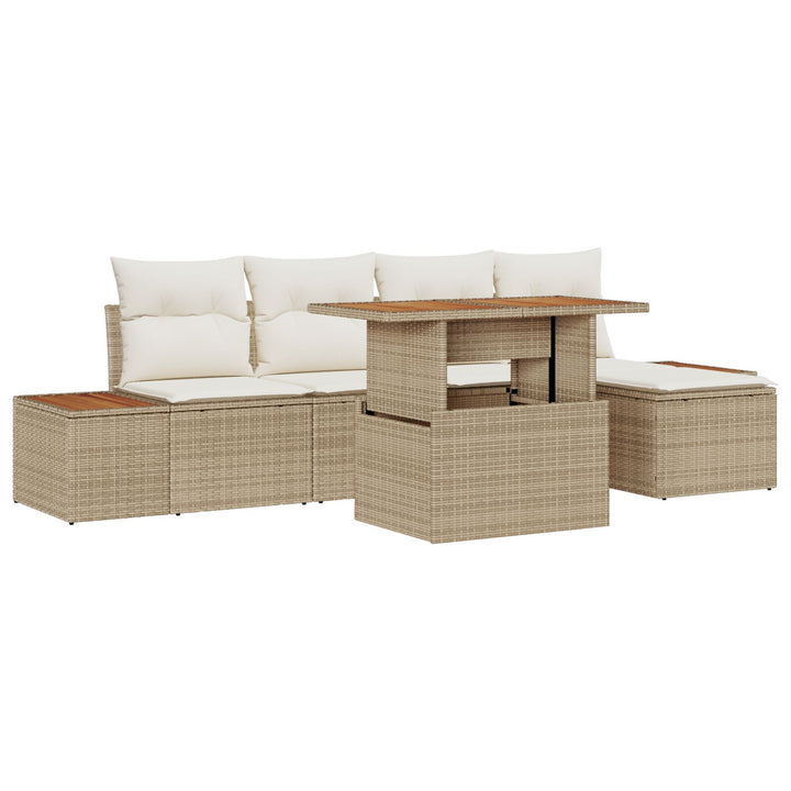 have sofa sæt Sæt med 6 Beige, Cream Poly Rattan, Polyester puder