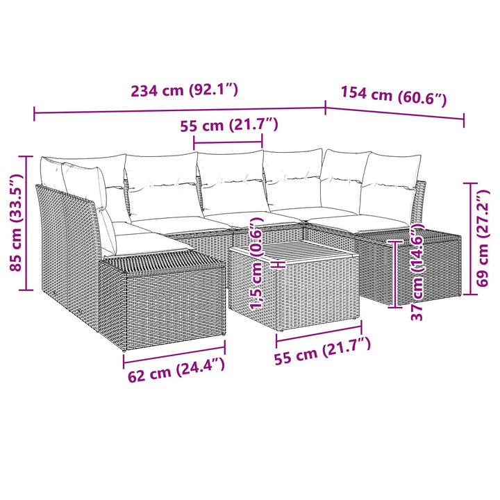 Have Sofa Sæt 7 Del Beige Poly Rattan Udendørs Sofa Sæt Nutidig