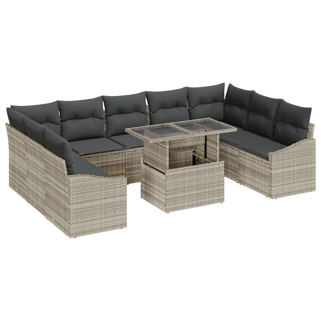 Have Sofa Sæt 10-delt Beige, Mørkegrå Rattan, Polyester