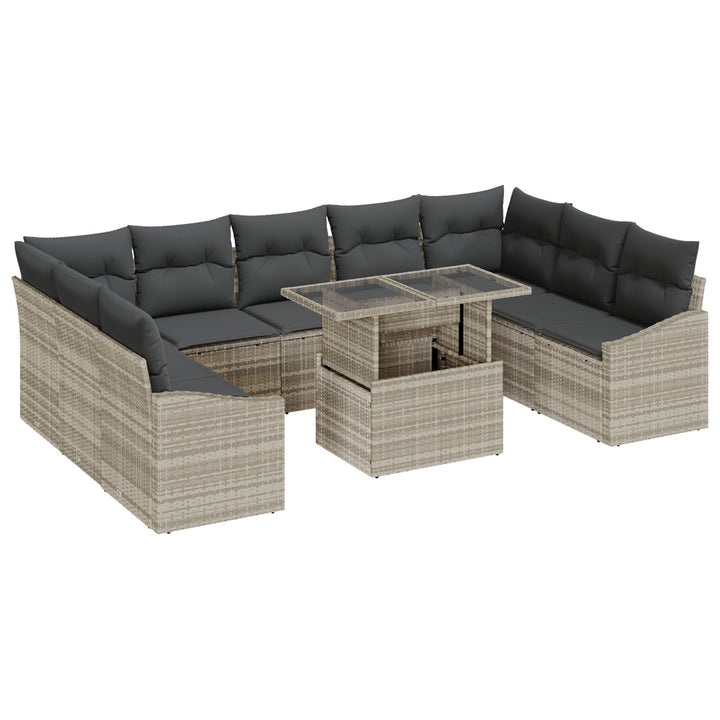 Have Sofa Sæt 10-delt Beige, Mørkegrå Rattan, Polyester