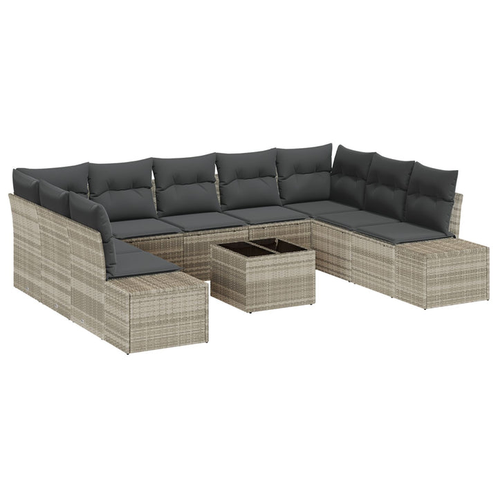 10 stk. have sofa sæt med puder - grå poly rattan