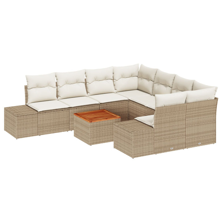 Have Sofa Sæt Sæt af 9 Beige og creme Rattan, Polyester