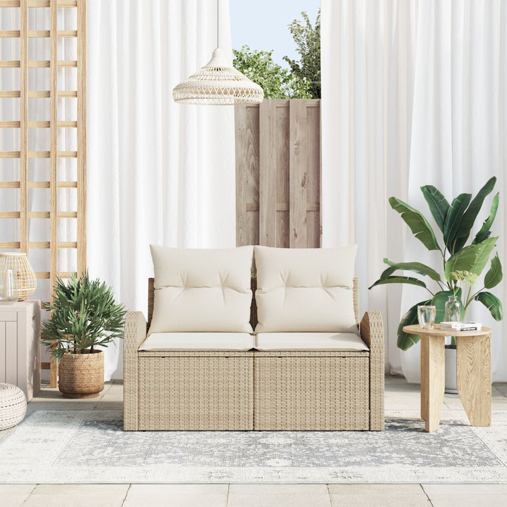 2-personers have sofa med opbevaring & puder beige poly rattan