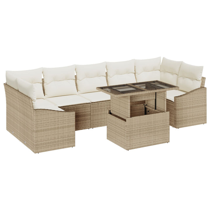 Havemøbel sofa sæt Sæt med 8 Beige, Cremefarvet Rattan, Polyester