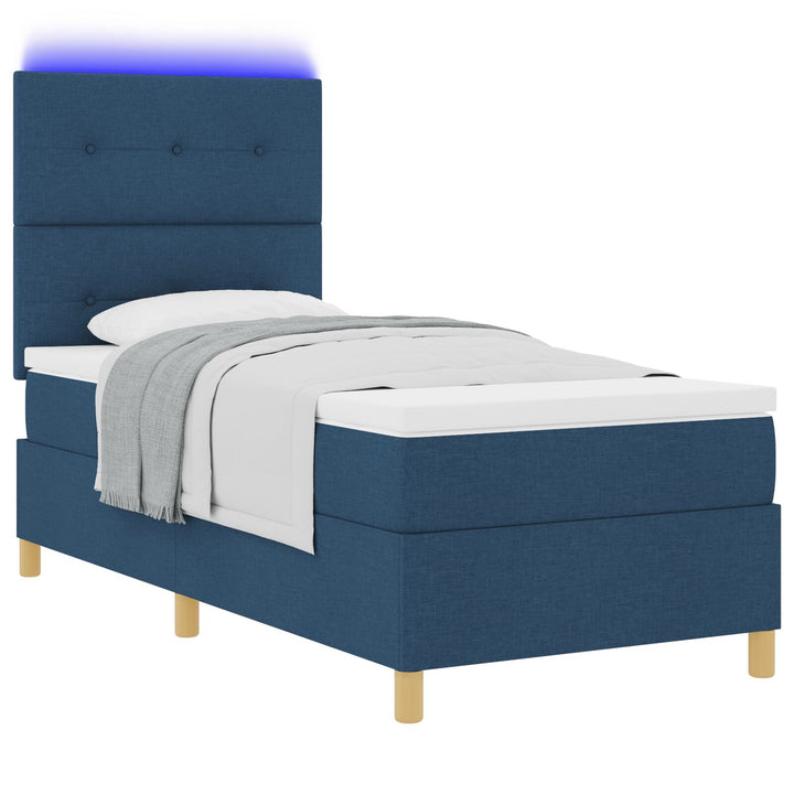 Sengestel med Madras Blå Stof 90 x 200 cm Blå Seng Rektangulær