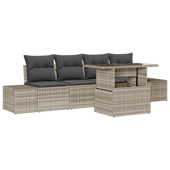 Have Sofa Sæt Sæt af 5 Beige Rattan, Polyester Udendørs Møbler