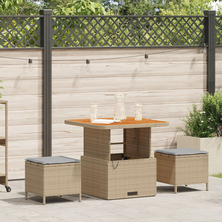 3-delt have spisesæt med puder Beige Poly Rattan Akacie