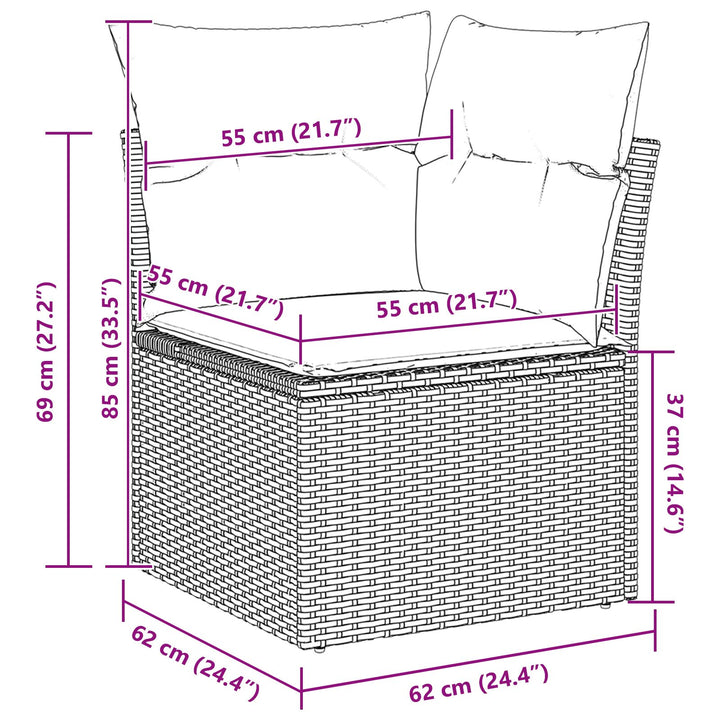 10 Stykker Have Sofa Sæt med Puder Grå Polyrattan