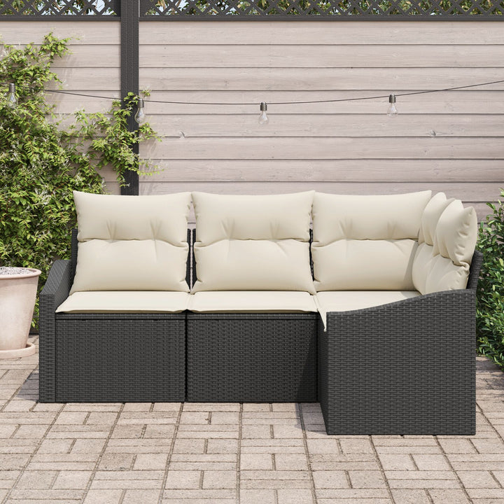 Have Sofa Sæt Sæt af 4 Sort Polyethylen flet Have Sofa Sæt