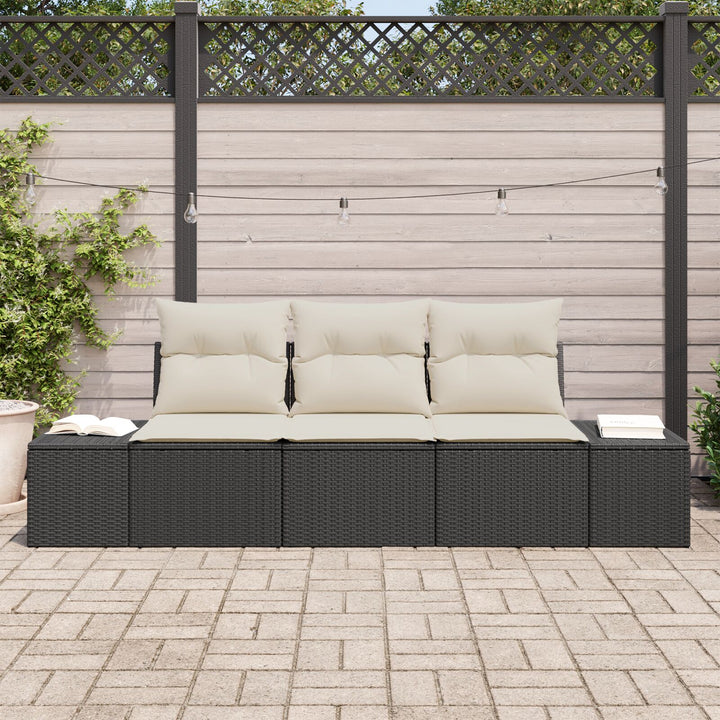 3-delt have sofa sæt med puder sort poly rattan