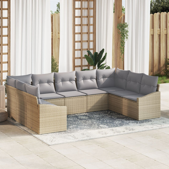 Have Sofa Sæt 9 Personer Beige og Grå Rattan, Polyester