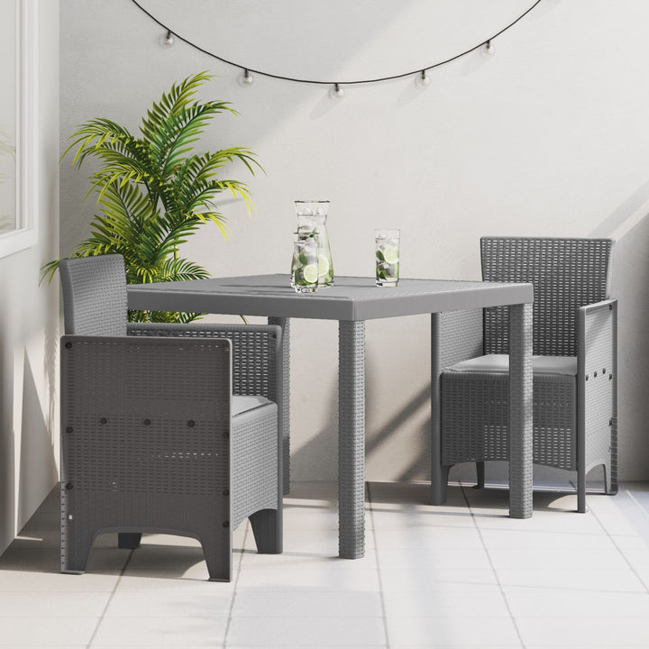3-Personers Have Spisebord med Puder Lys Grå Poly Rattan