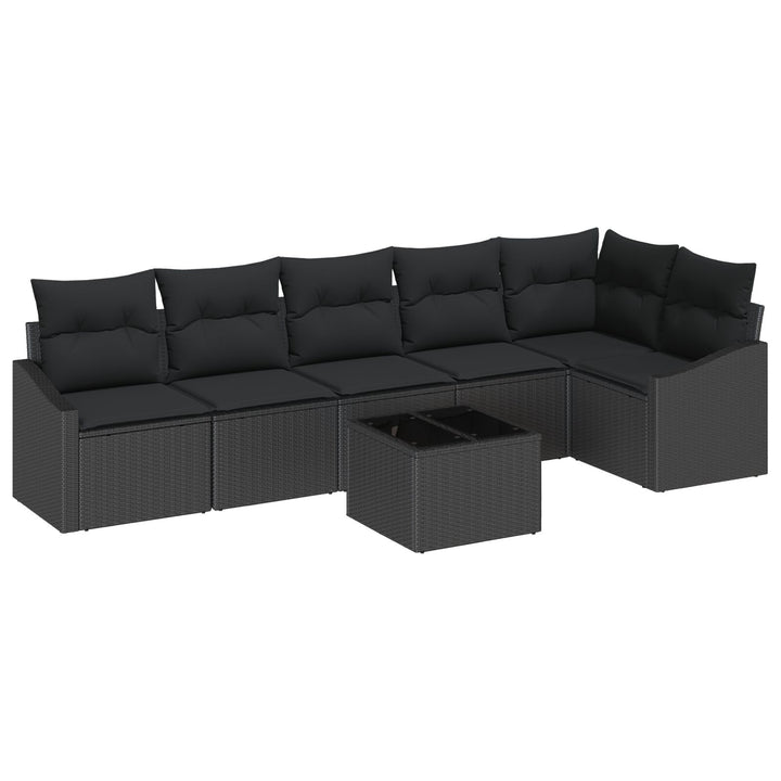 havemøbel sæt Sæt af 7 Sort Polyrattan 7-delt havemøbel sæt