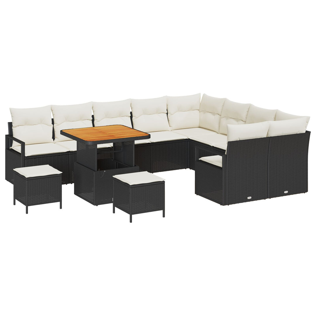 12 Stykke Have Sofa Sæt med Puder Sort Poly Rattan Akacietræ, vidaXL 2-Sæders Have Sofa med Opbevaring & Puder Sort Poly Rattan, vidaXL 3 Stykke Have Spise Sæt med Puder Sort Poly Rattan Akacietræ