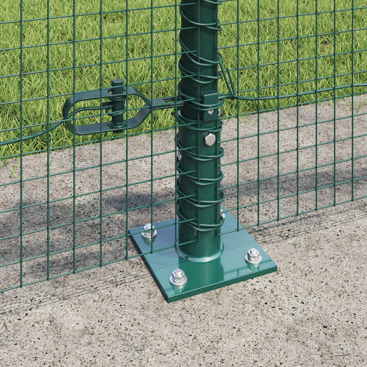 Welded Wire Fence med 13 flangerede stolper Grøn 0.4x100 m Stål