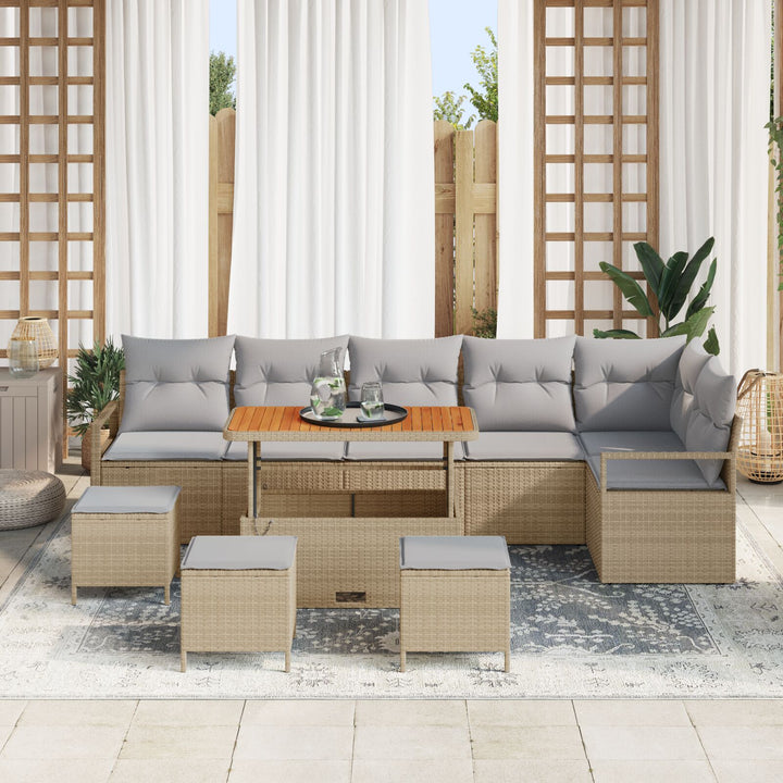 10 Delers Have Sofa Sæt med Hynder Beige Poly Rattan Acacia, vidaXL 2-Sæders Have Sofa med Opbevaring & Hynder Beige Poly Rattan, vidaXL 4 Stykker Have Spise Sæt med Hynder Beige Poly Rattan Acacia