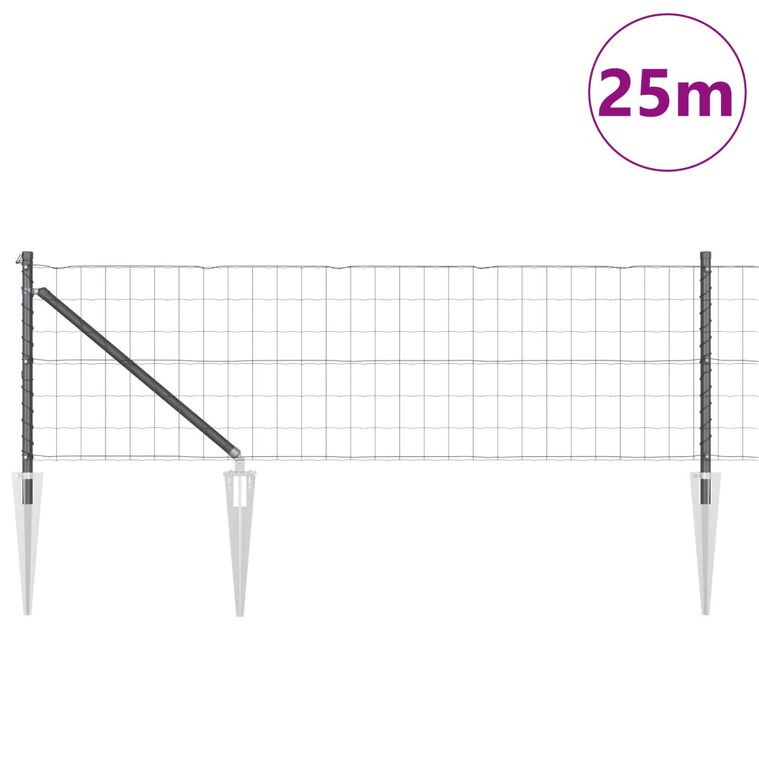 Eurohegn med 13 spike posts 0,6x25 m galvaniseret stål grå