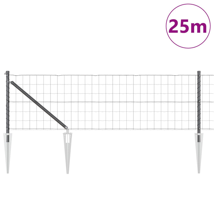 Eurohegn med 13 spike posts 0,6x25 m galvaniseret stål grå